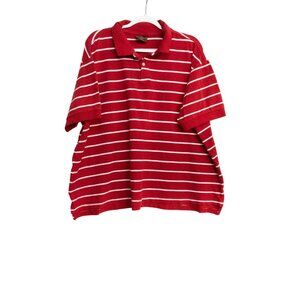 Steve & Barrys Mens Red & White Striped Polo Shirt 2XL Cotton Casual Short Sleev